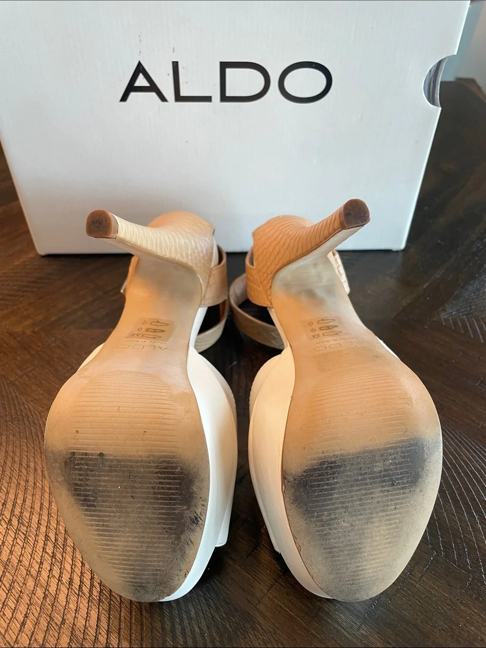 Aldo Ivory Ankle-Strap Platform Heels